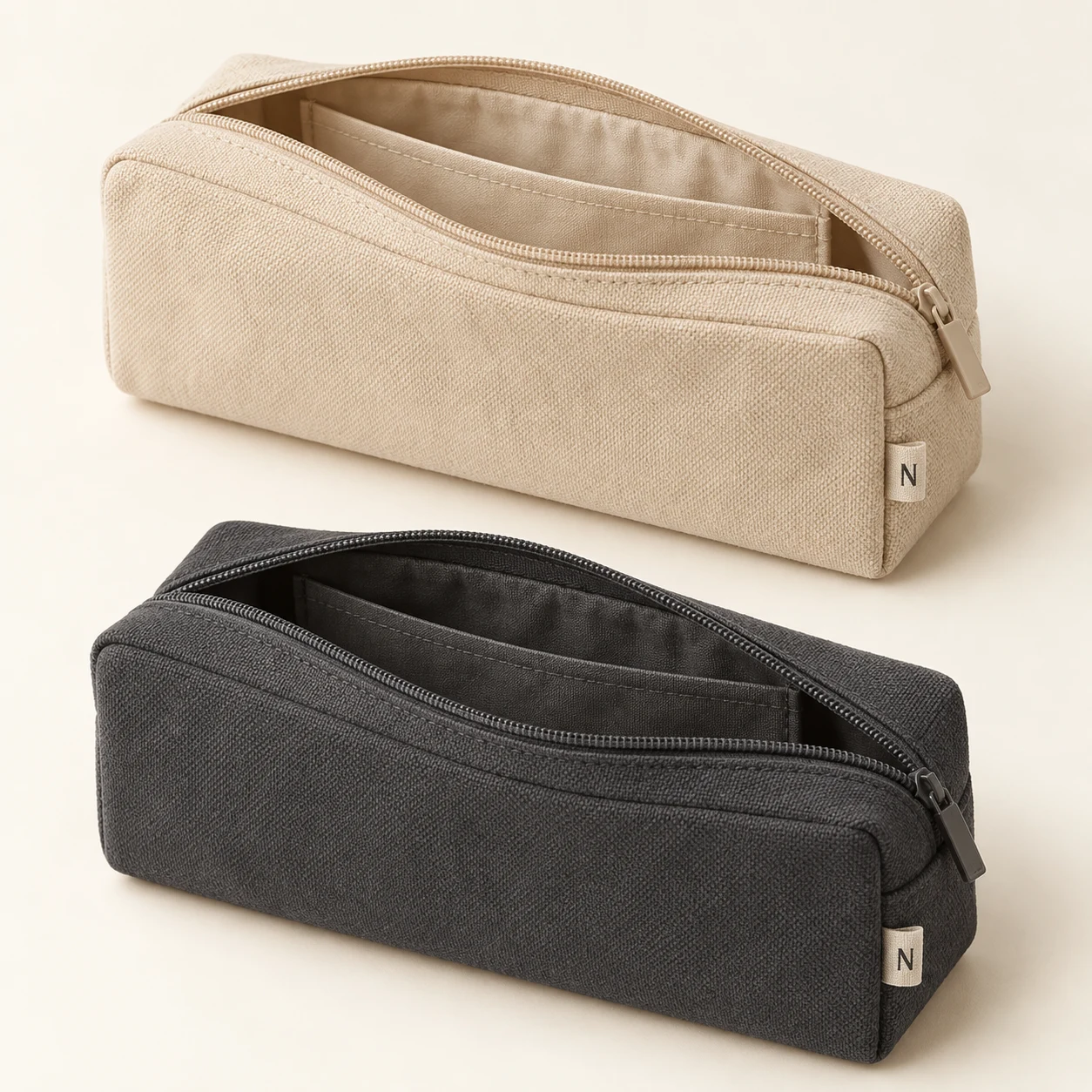 Grid Organizer Case: Oat and Graphite color alternatives